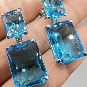 Earrings Square Crystal Sparkling Pure Color Zircon Earring